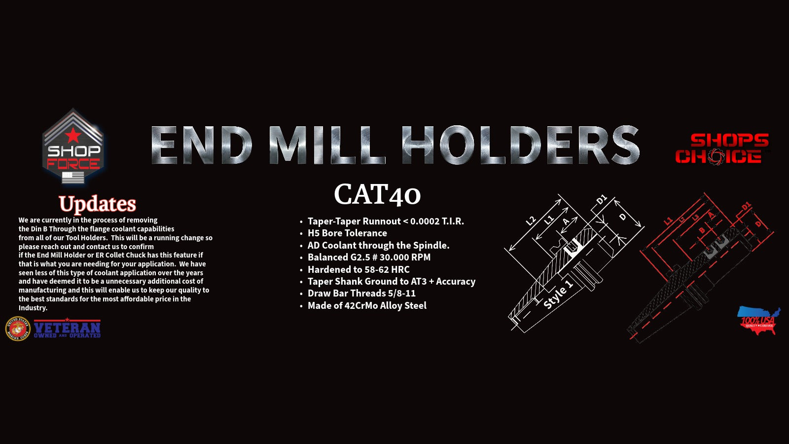 CAT40 End Mill Holders