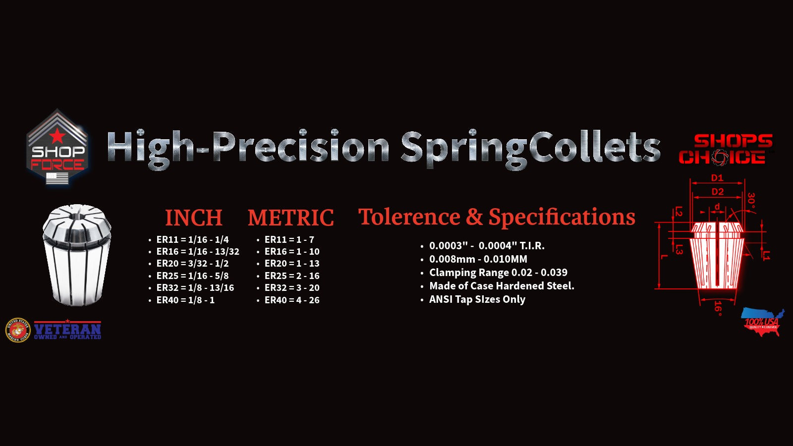 High Precision ER Spring Collets
