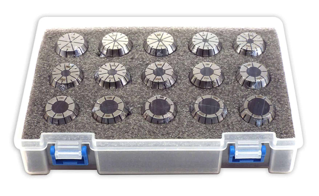 Precision industrial dial indicator set in foam case for accurate measurements and quality control.