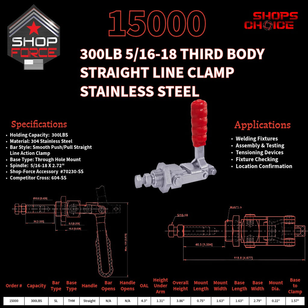 300LB PUSH/PULL (STRAIGHT LINE) CLAMP - 15000 - Shop-Force