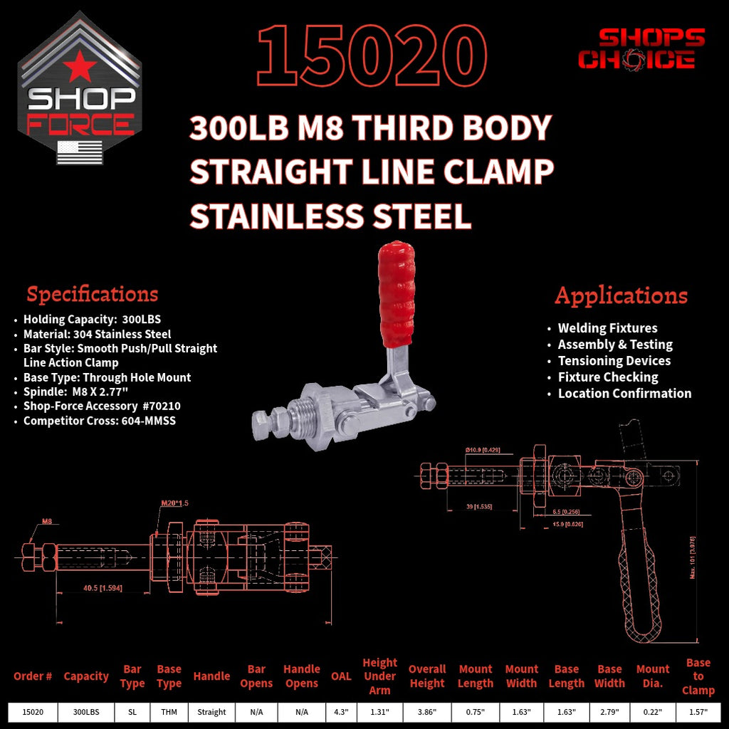 300LB PUSH/PULL (STRAIGHT LINE) CLAMP - 15020 - Shop-Force