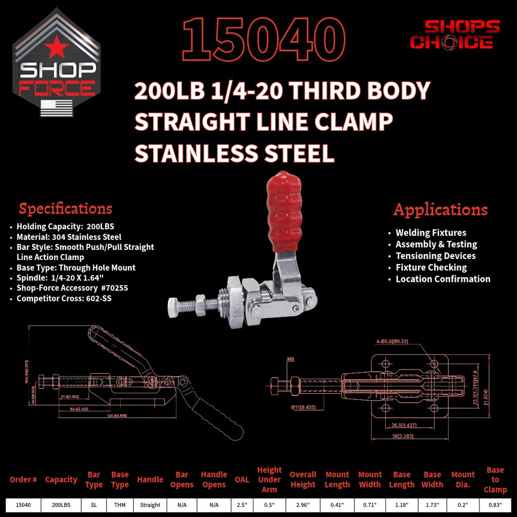 200LB PUSH/PULL (STRAIGHT LINE) CLAMP - 15040 - Shop-Force