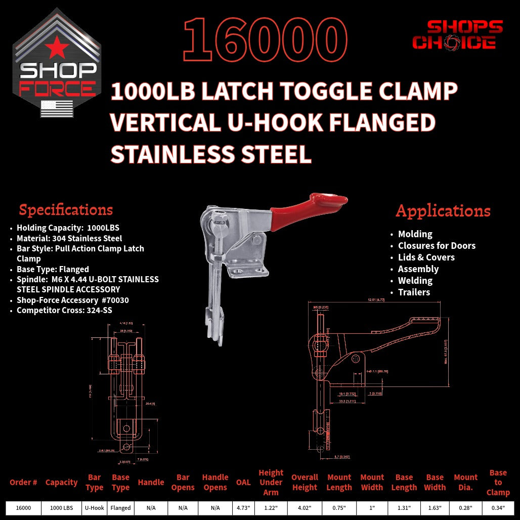 1000LB LATCH CLAMP - 16000 - Shop-Force