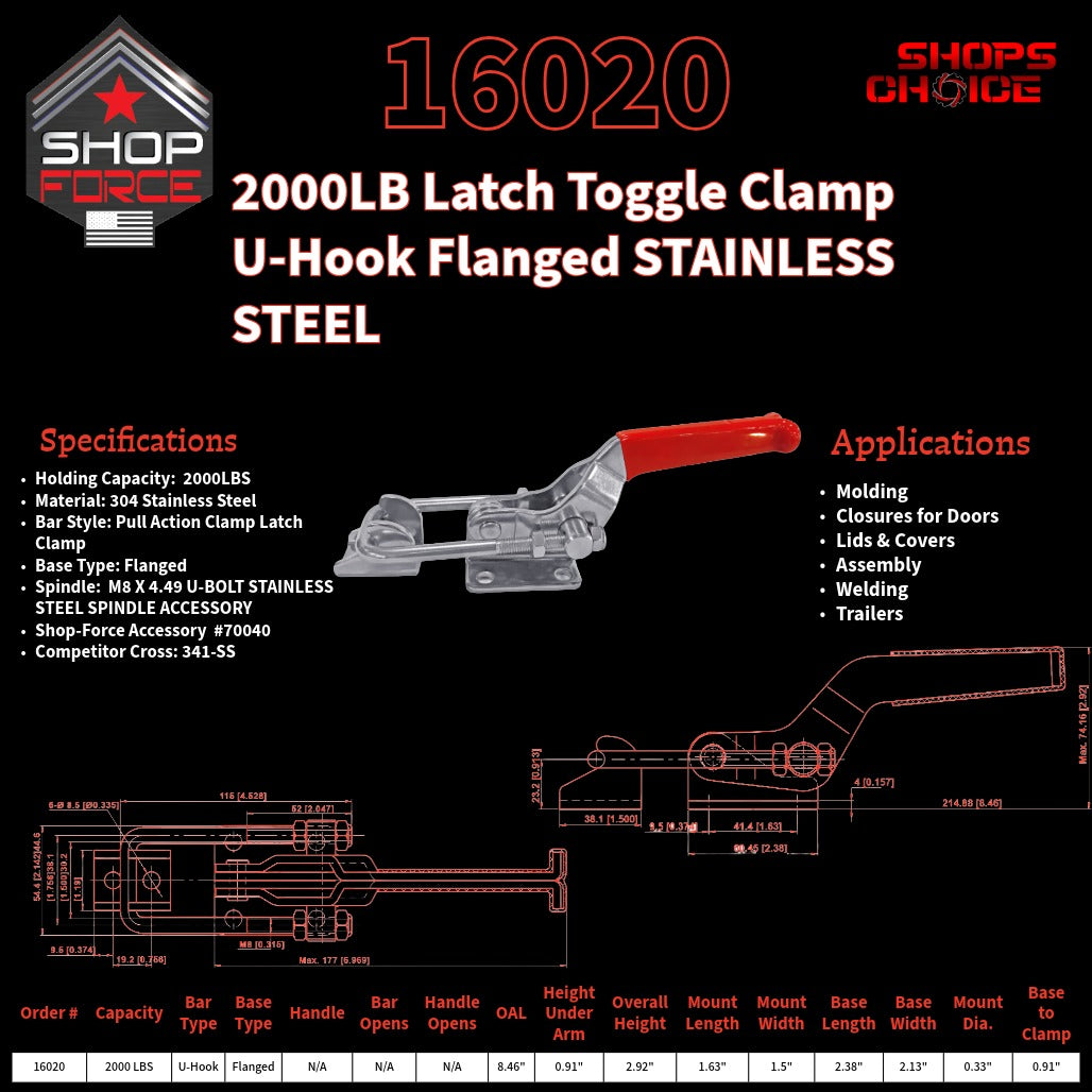 2000LB LATCH CLAMP - 16020 - Shop-Force