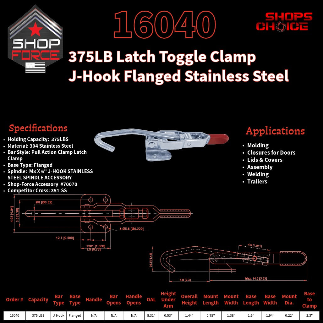 375LB LATCH CLAMP - 16040 - Shop-Force