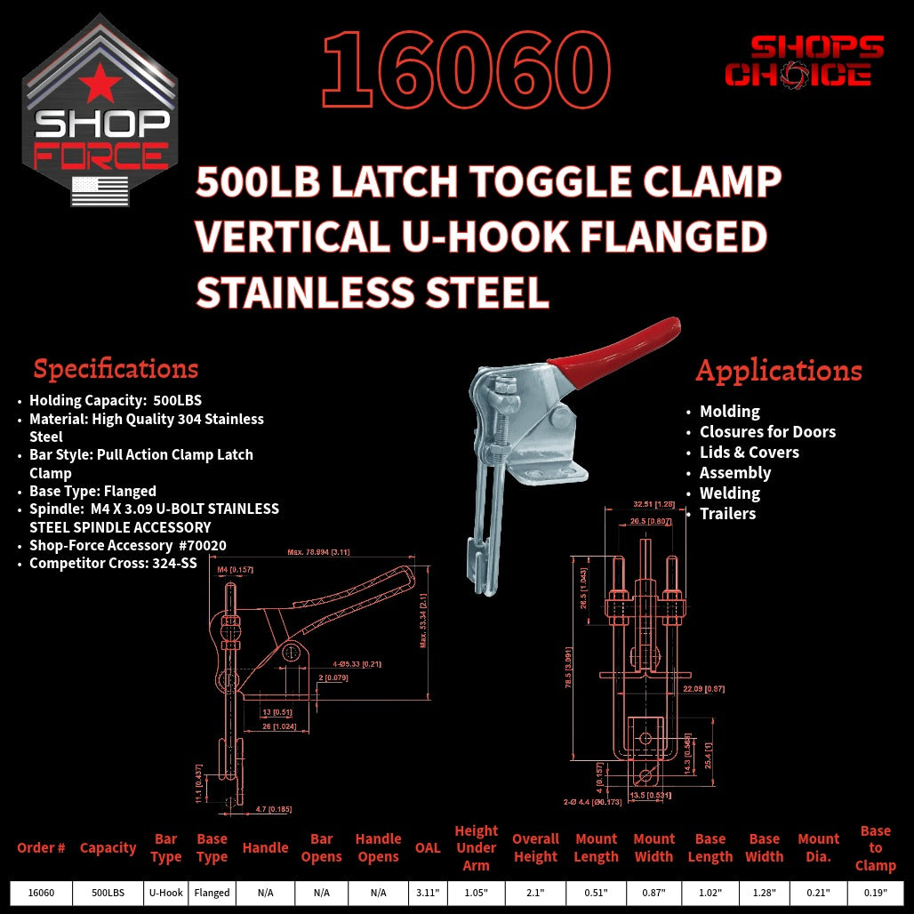 500LB LATCH CLAMP - 16060 - Shop-Force