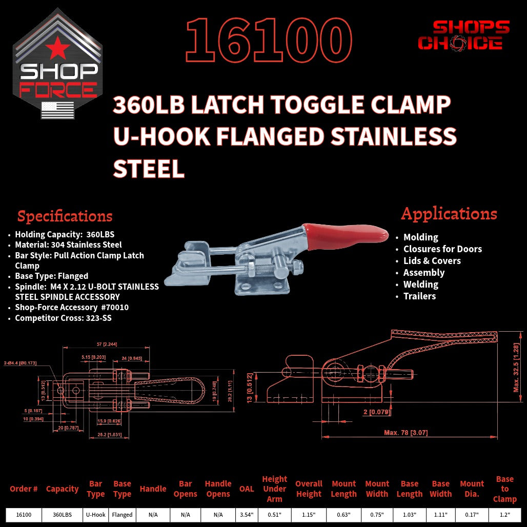 360LB LATCH CLAMP - 16100 - Shop-Force