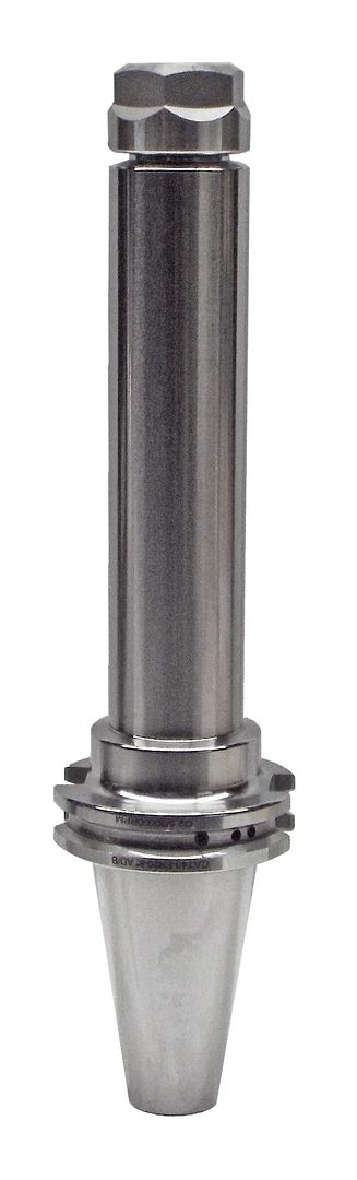 High-precision industrial tool holder with taper and clamping features for CNC machining applications. Designed for reliable tool retention and stability.