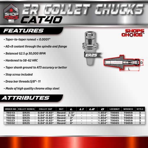 ER Collert Chucks for precision machining and engine rebuilding, featuring high-grade materials, balanced G2.5 accuracy, and a taper-shank design, ideal for professional metalworking applications.