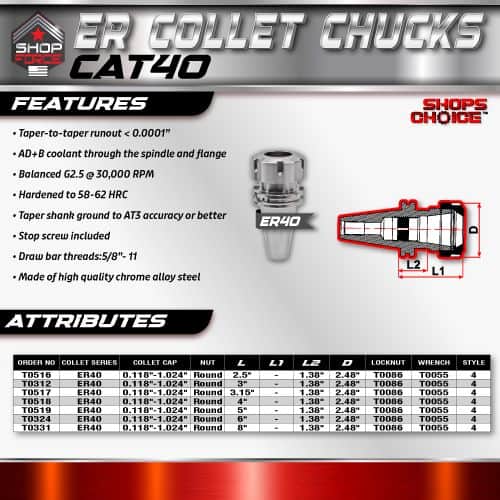 ER collet chuck for precision machining, featuring high-speed capabilities, balanced G2.5, and durable chrome steel construction for reliable tool holding in CNC and machining applications.