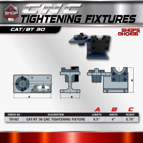 High-quality CNC tightening fixture for CAT/BT 30 tools, designed for precision machining and manufacturing needs. Durable and reliable for professional industrial use.