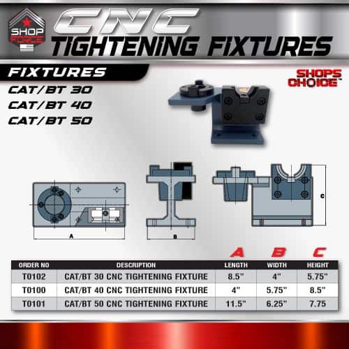 High-quality CNC tightening fixtures for CAT/BT 30, 40, and 50 machines, ideal for precision machining and workshop use, ensuring accurate positioning and secure clamping.