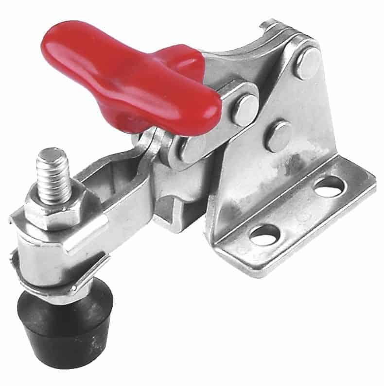 High-quality trailer hitch pin lock with red handle for secure vehicle towing, made of durable metal, easy to install and use. Perfect for ensuring safety and theft prevention during transport.