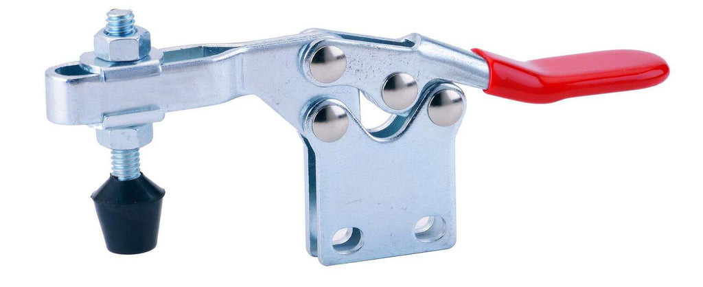 Adjustable pipe clamp for secure piping installation and maintenance. Heavy-duty metal construction with red handle for stability and easy grip. Perfect for plumbing, construction, and industrial projects.