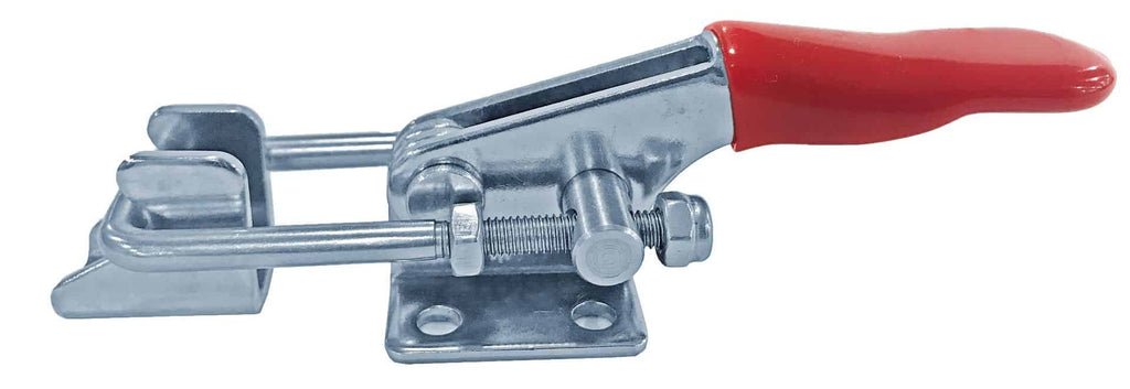 Heavy-duty steel C-clamp with red handle, ideal for woodworking, metalworking, and DIY projects. Durable clamp for securing materials during assembly or welding.