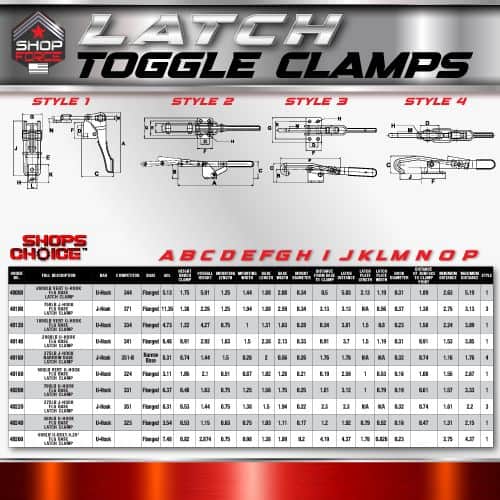 High-quality latch toggle clamps and tools for industrial applications from Shop Force, designed to ensure secure and reliable fastening solutions. Ideal for manufacturing, woodworking, and metalworking needs.