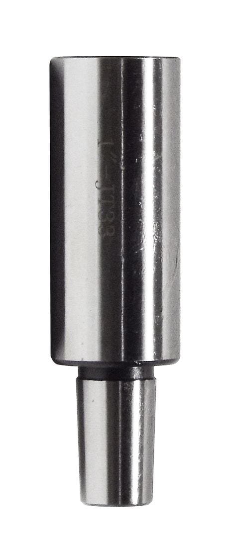 Precision metal drill bit shank for industrial use, durable steel construction for cutting and drilling applications.