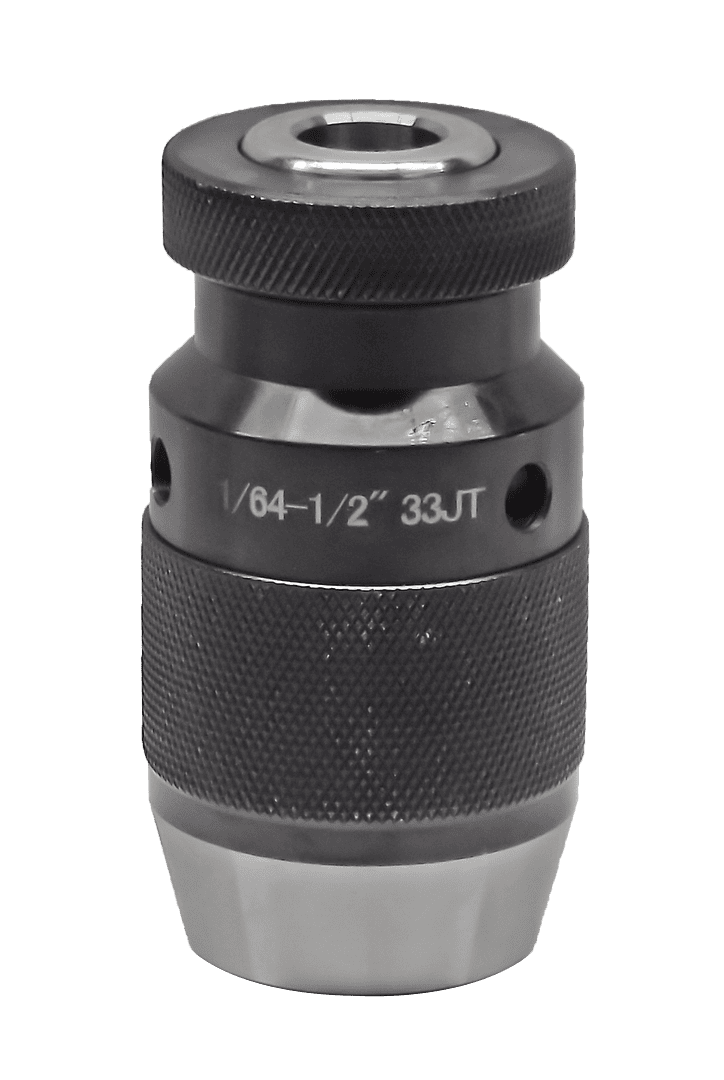 High-quality drill chuck with 1/64-1/2 inch capacity and 33 teeth, suitable for precision power tools and drilling projects. Durable metal construction for reliable performance.