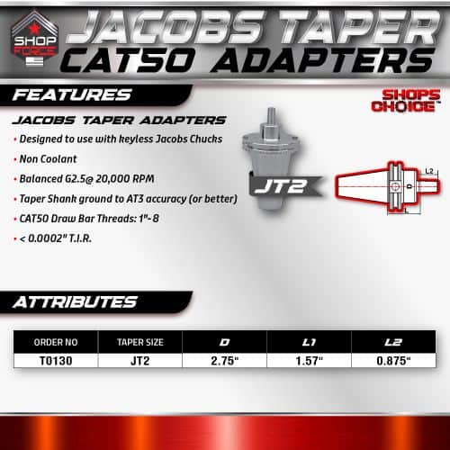 Jacobs Taper CATSO Adapters for precision engine tuning, featuring balanced G2.5 @ 20,000 RPM, non-coolant design, and high accuracy taper shaft, ideal for automotive performance and machining applications.