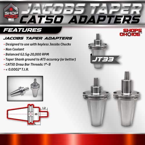 High-quality Jacobs taper adapters for precision machining and tool compatibility on Shop Force website.