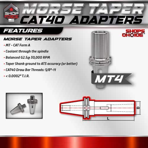 Morse Taper CAT40 Adapters for CNC machines, precision tool holders, and machining upgrades. High-performance coolant-through, balanced G2.5, and stable threading for reliable machine setup.