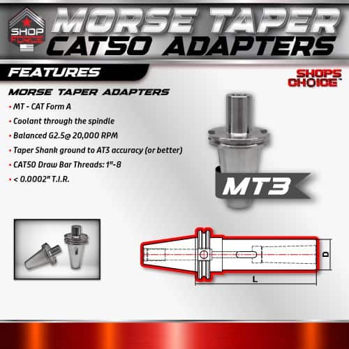 MT3 Morse Taper Adapter for CNC Machines and Milling Tools, Precision Spindle Coolant Compatible.