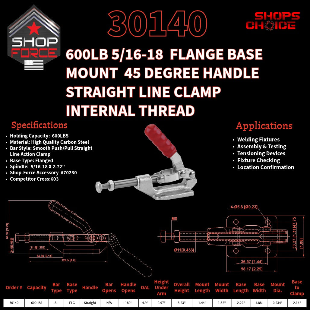 600LB PUSH/PULL (STRAIGHT LINE) CLAMP - 30140 - Shop-Force