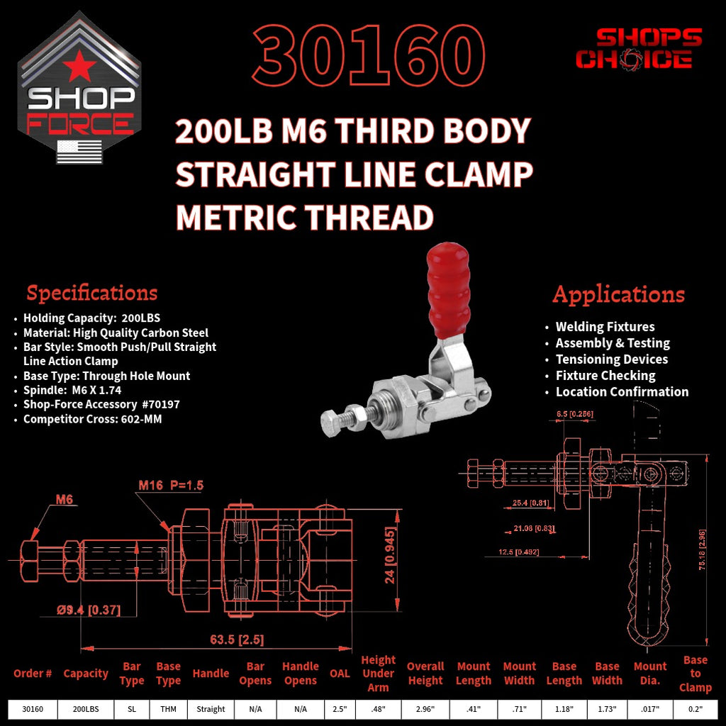 200LB PUSH/PULL (STRAIGHT LINE) CLAMP - 30160 - Shop-Force