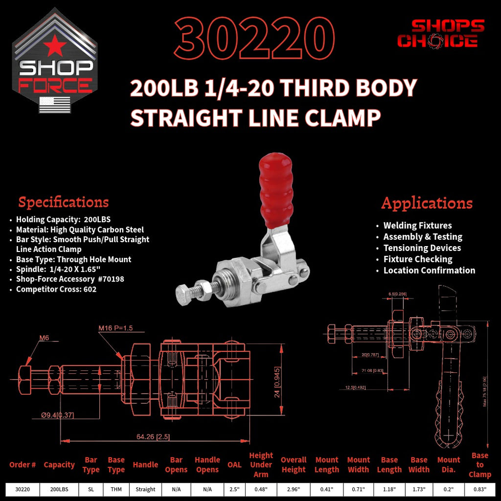 200LB PUSH/PULL (STRAIGHT LINE) CLAMP - 30220 - Shop-Force