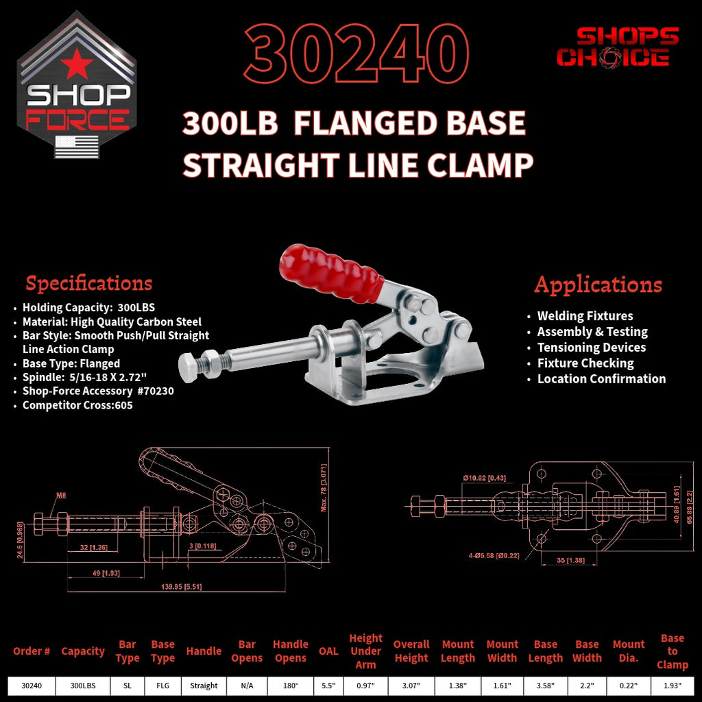 300LB PUSH/PULL (STRAIGHT LINE) CLAMP - 30240 - Shop-Force