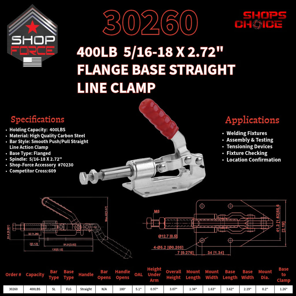 400LB PUSH/PULL (STRAIGHT LINE) CLAMP - 30260 - Shop-Force