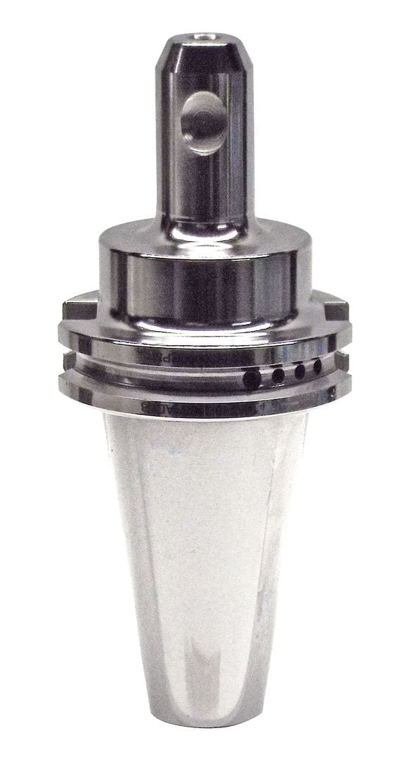 High-precision CNC machine tool holder with tapered shank, used for secure tool mounting in industrial machining operations.