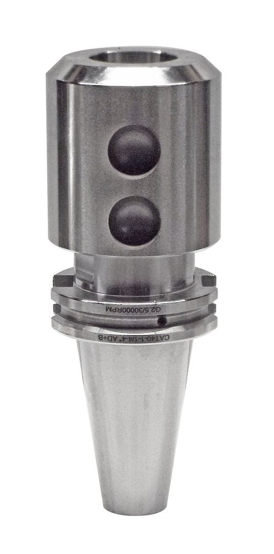 High-precision industrial machine tool holder with dual coolant ports for machining automation and accuracy.