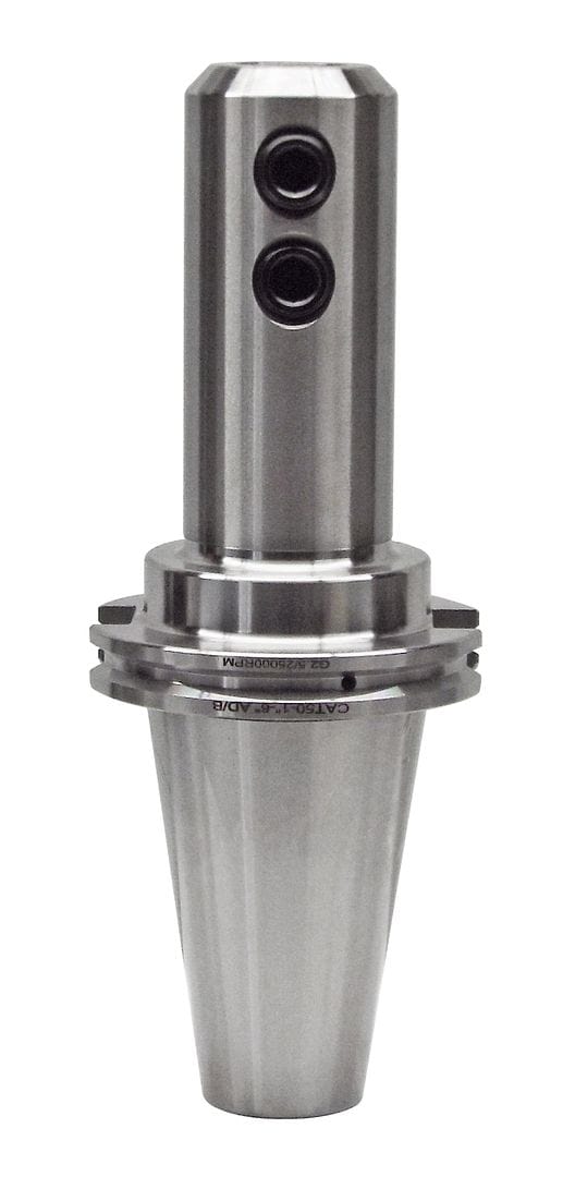 High-precision machining tool holder for CNC machines, made of durable steel with annotated specifications, ideal for manufacturing and industrial applications.