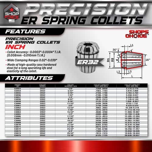 ER32 precision ER spring collet for CNC machining and industrial applications, featuring high accuracy and wide clamping ranges for reliable performance.