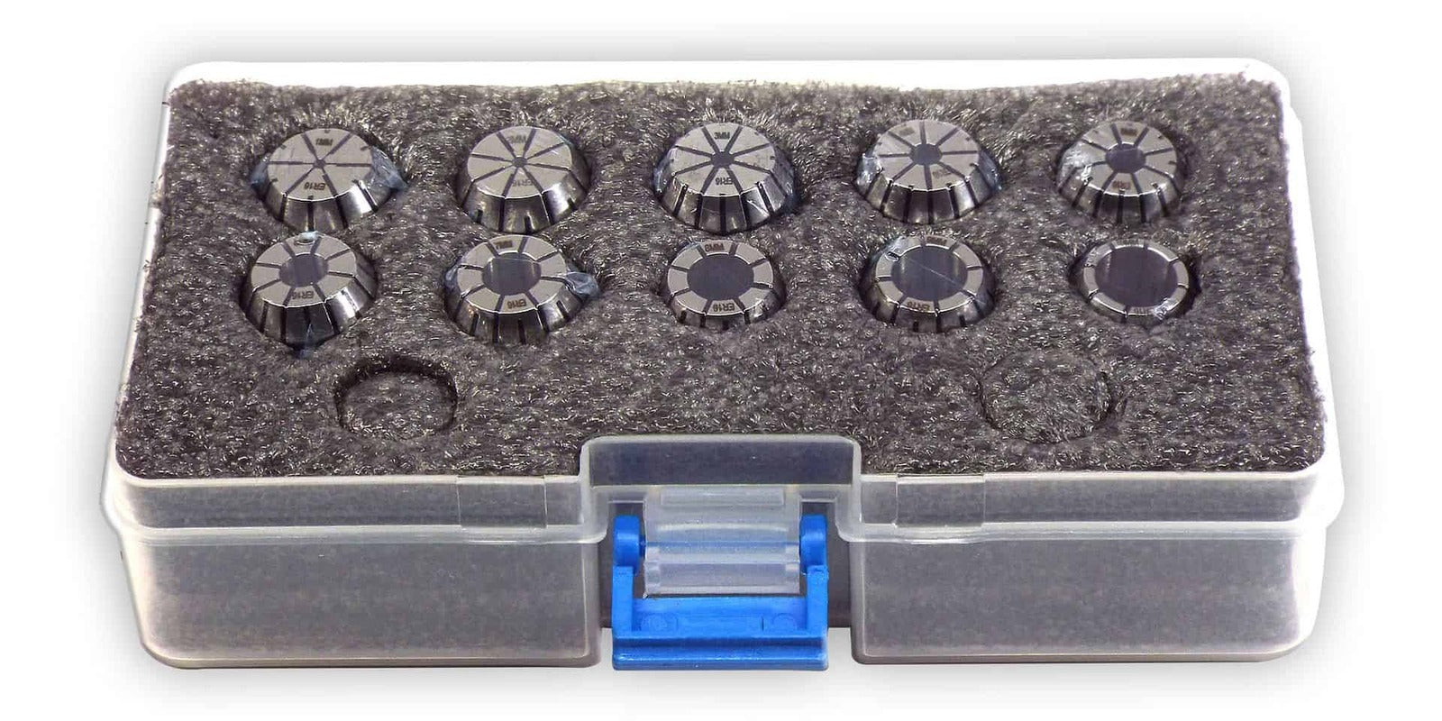 Precision machining lathe cutting tool inserts in protective storage case for metalworking and CNC machining. High-quality industrial tool accessories for engineers and machinists.