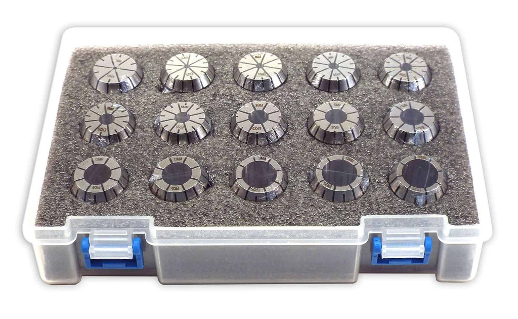 Precision industrial dial indicator set in foam case for accurate measurements and quality control.