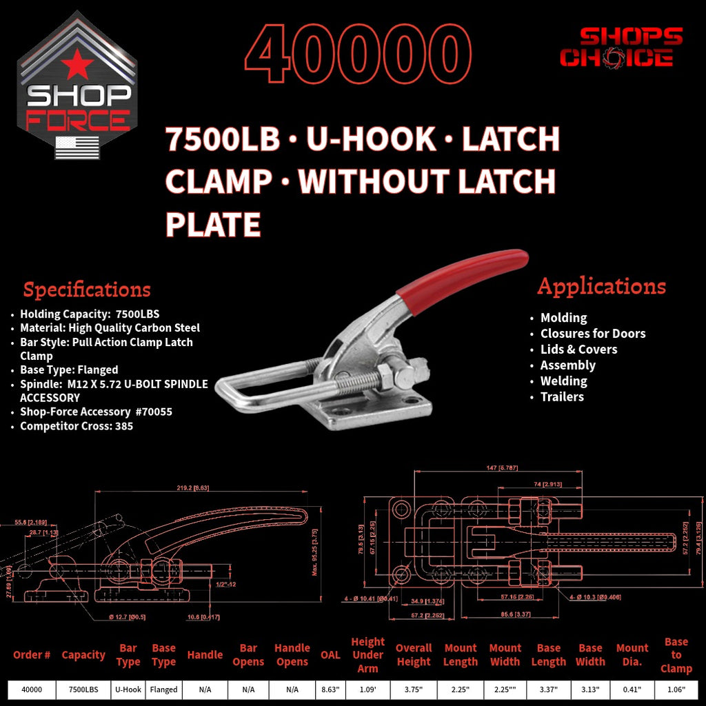 7500LB LATCH CLAMP - 40000 - Shop-Force