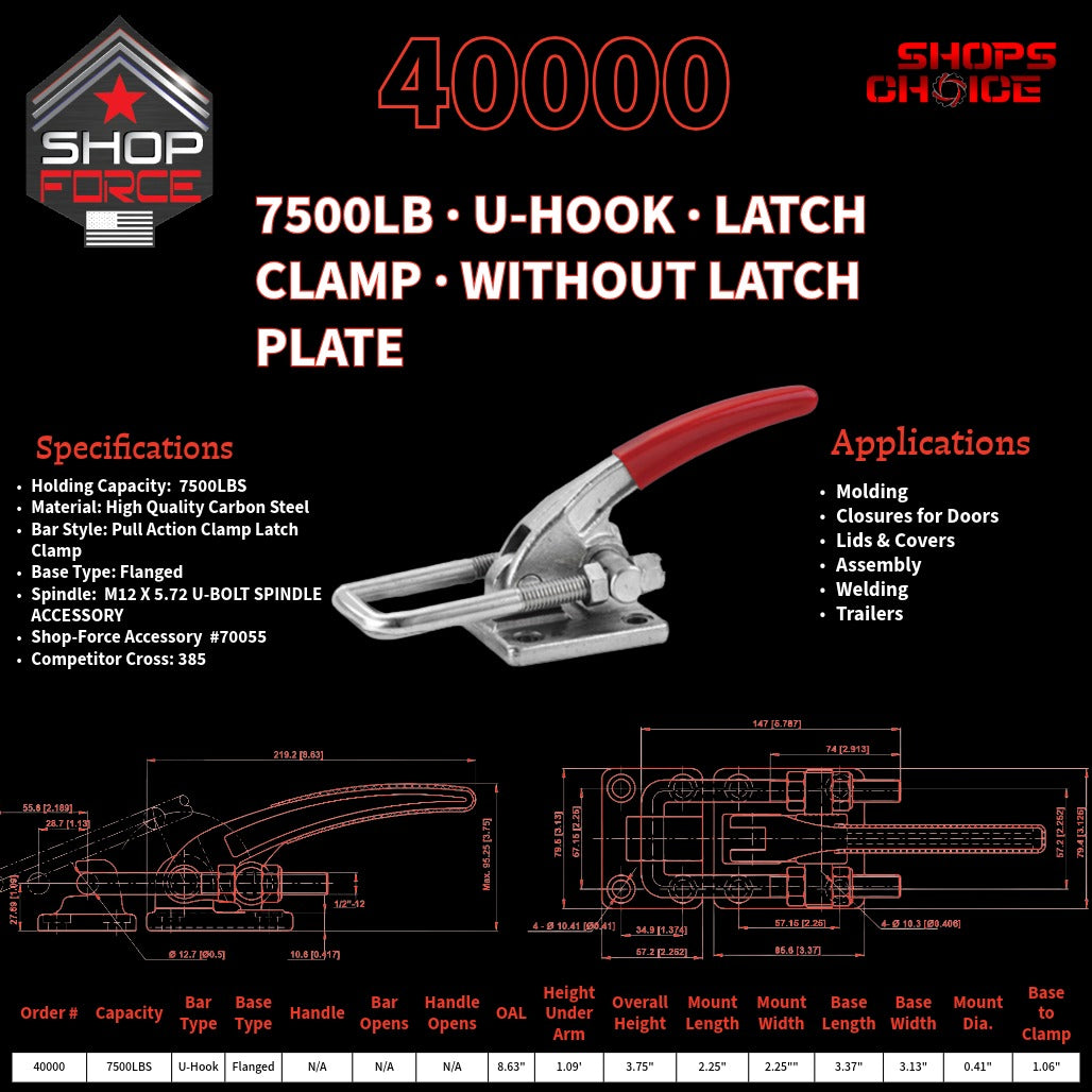 7500LB LATCH CLAMP - 40000 - Shop-Force