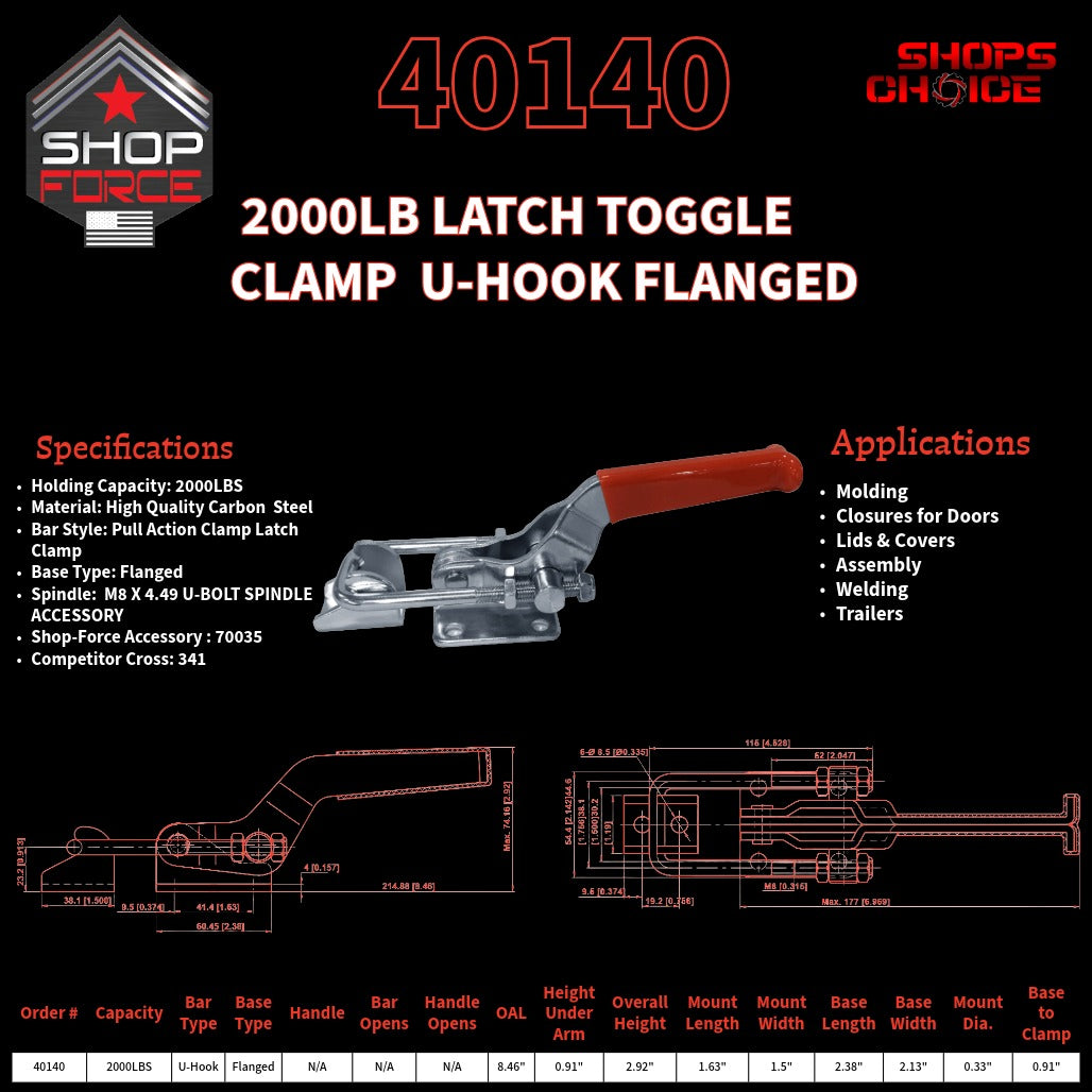 2000LB LATCH CLAMP - 40140 - Shop-Force