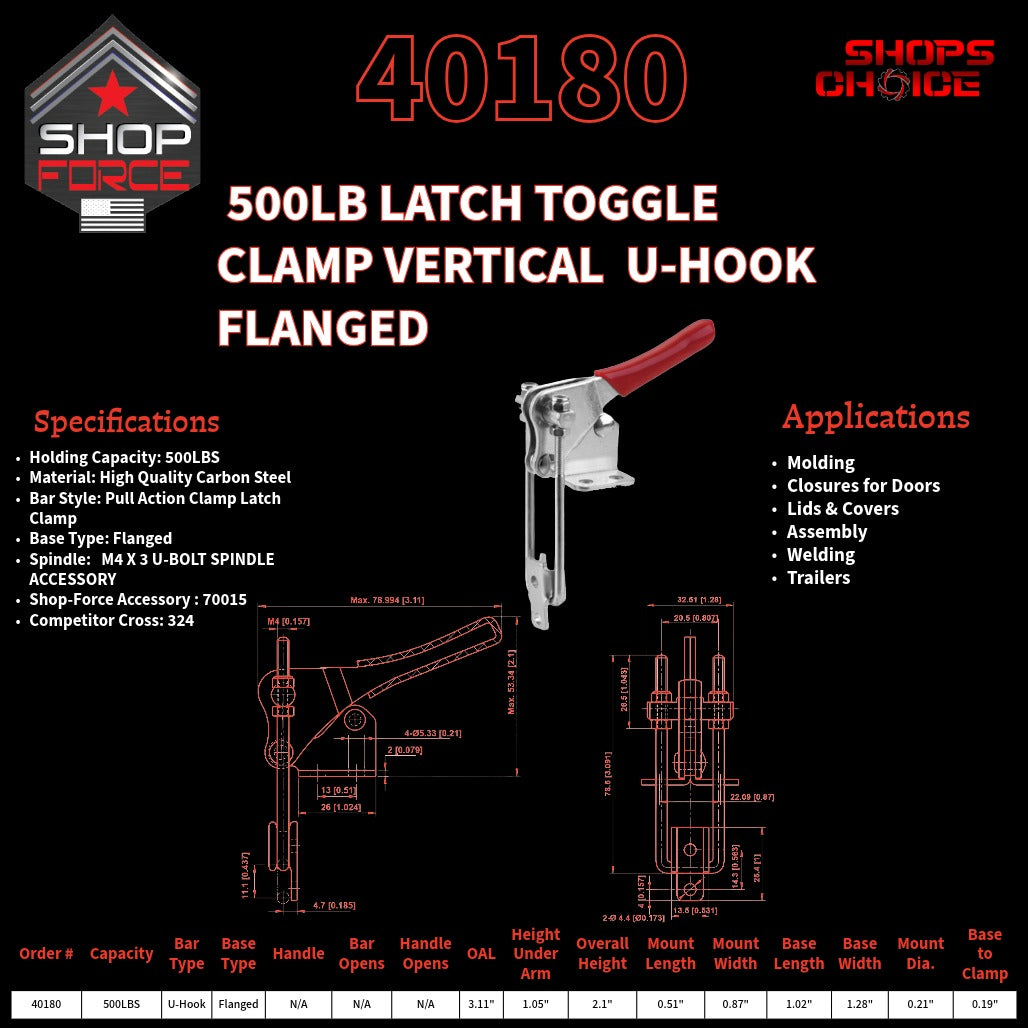 500LB LATCH CLAMP - 40180 - Shop-Force