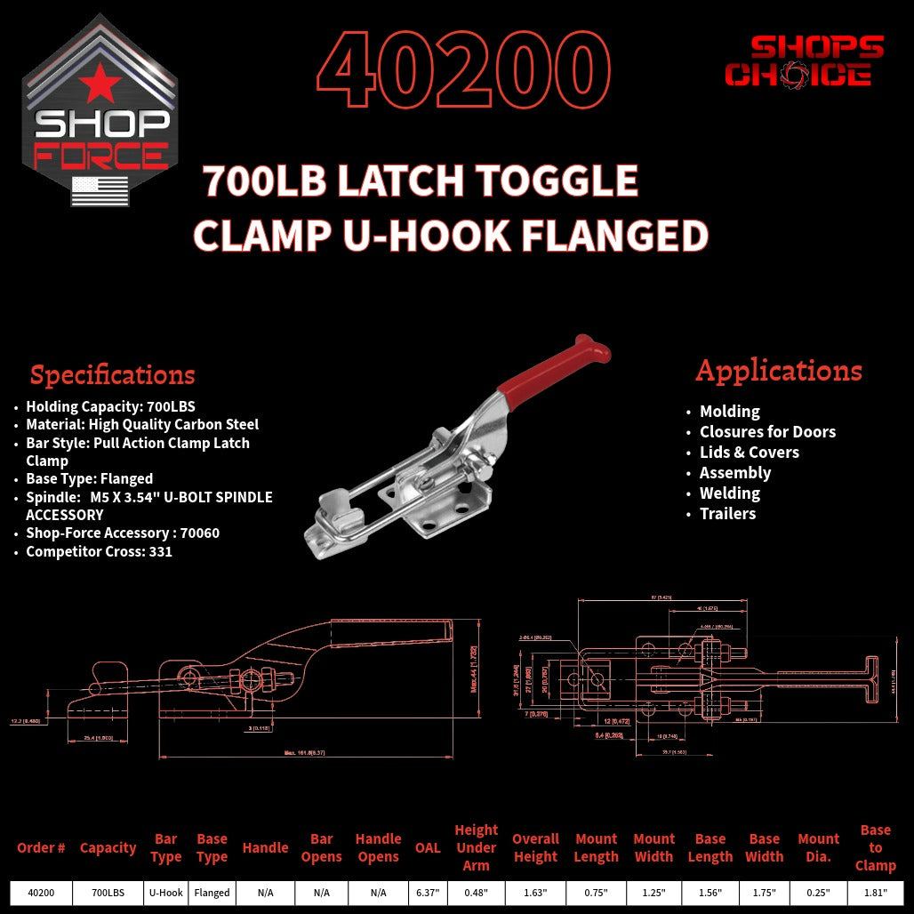 700LB LATCH CLAMP - 40200 - Shop-Force