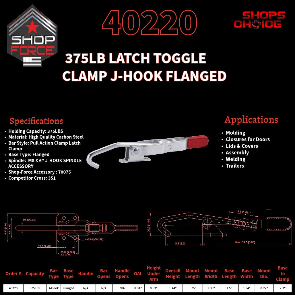 375LB LATCH CLAMP - 40220 - Shop-Force