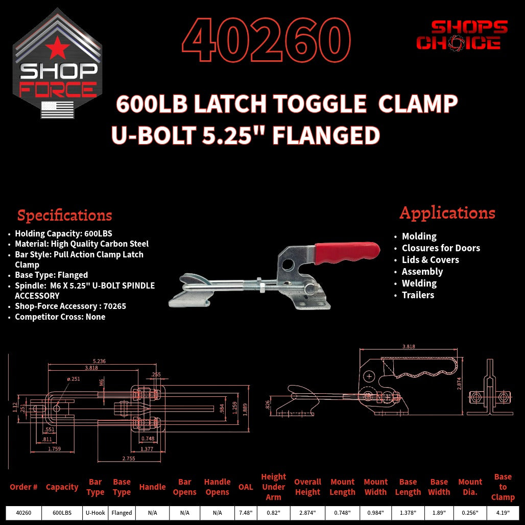 600LB LATCH CLAMP - 40260 - Shop-Force