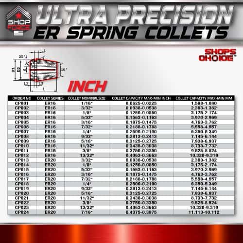 1. ultra precision ER spring collets for CNC machining, available in various sizes for high accuracy and durability, shop-force.com.