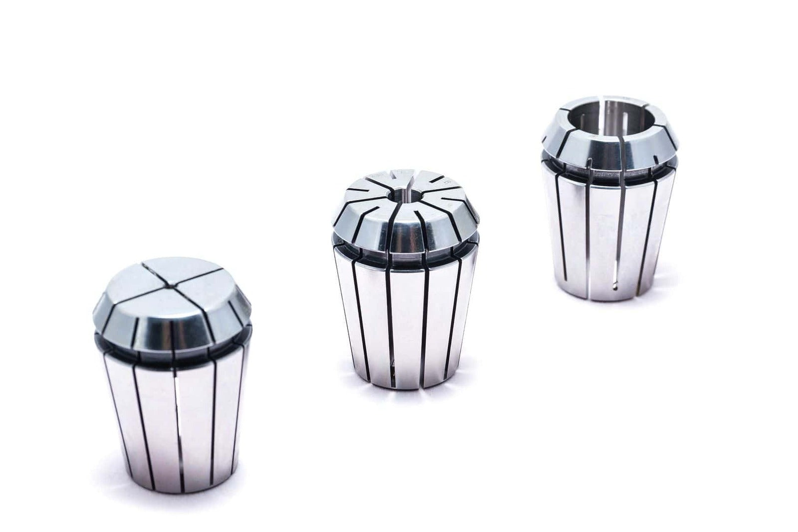 Precision CNC machine tool collets for high-accuracy machining and tool holding applications. Made of durable steel with precision machined slots for excellent grip and stability.