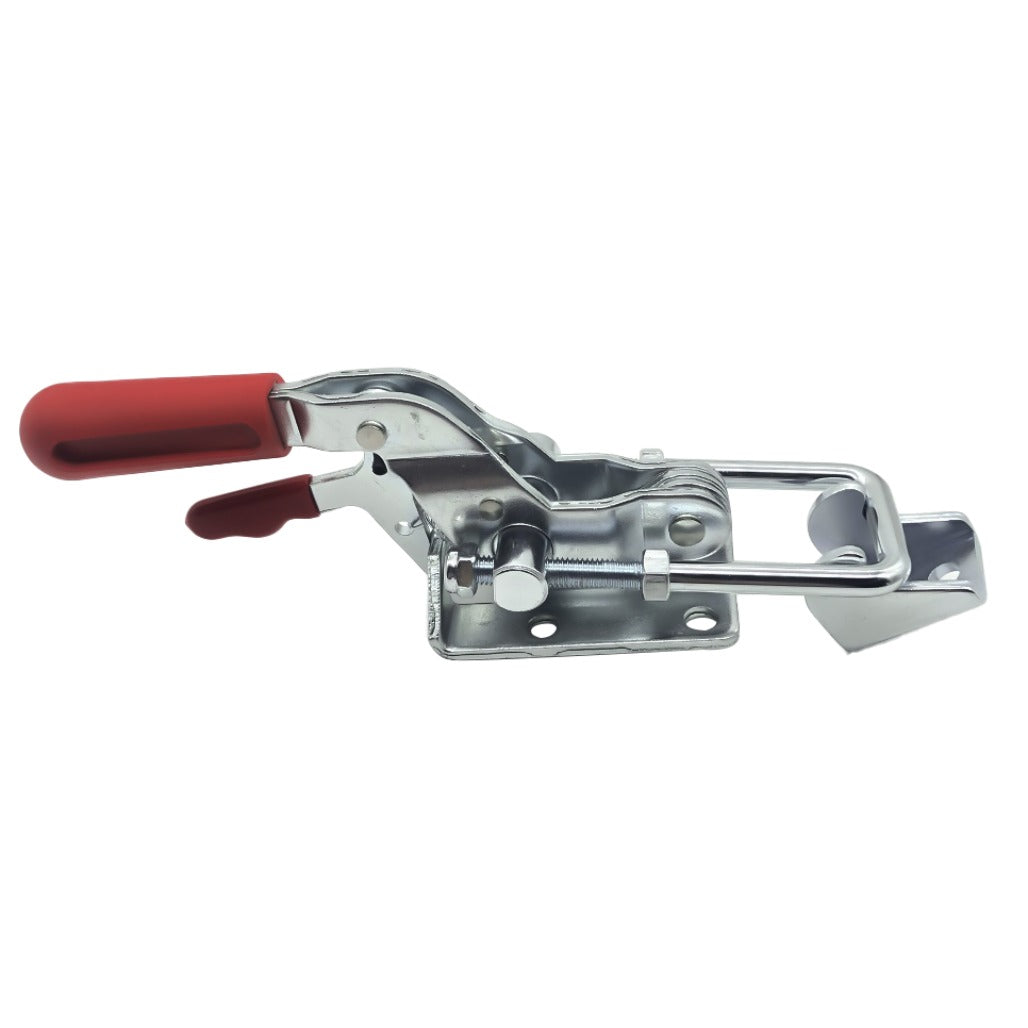 High-quality carbon steel latch toggle clamps for reliable holding power, with stainless steel models available, ideal for moldings, door closures, lids, covers, and assembly tasks.