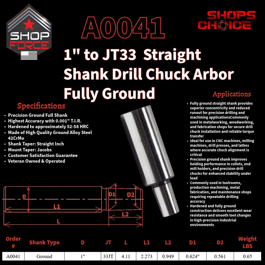 A0041 Straight Shank Drill Chuck Arbor Ground Shank image 2