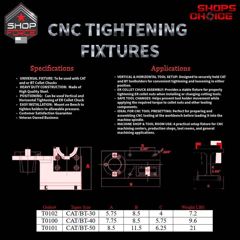 CAT/BT 30 CNC TIGHTENING FIXTURE  Shop'sChoice™