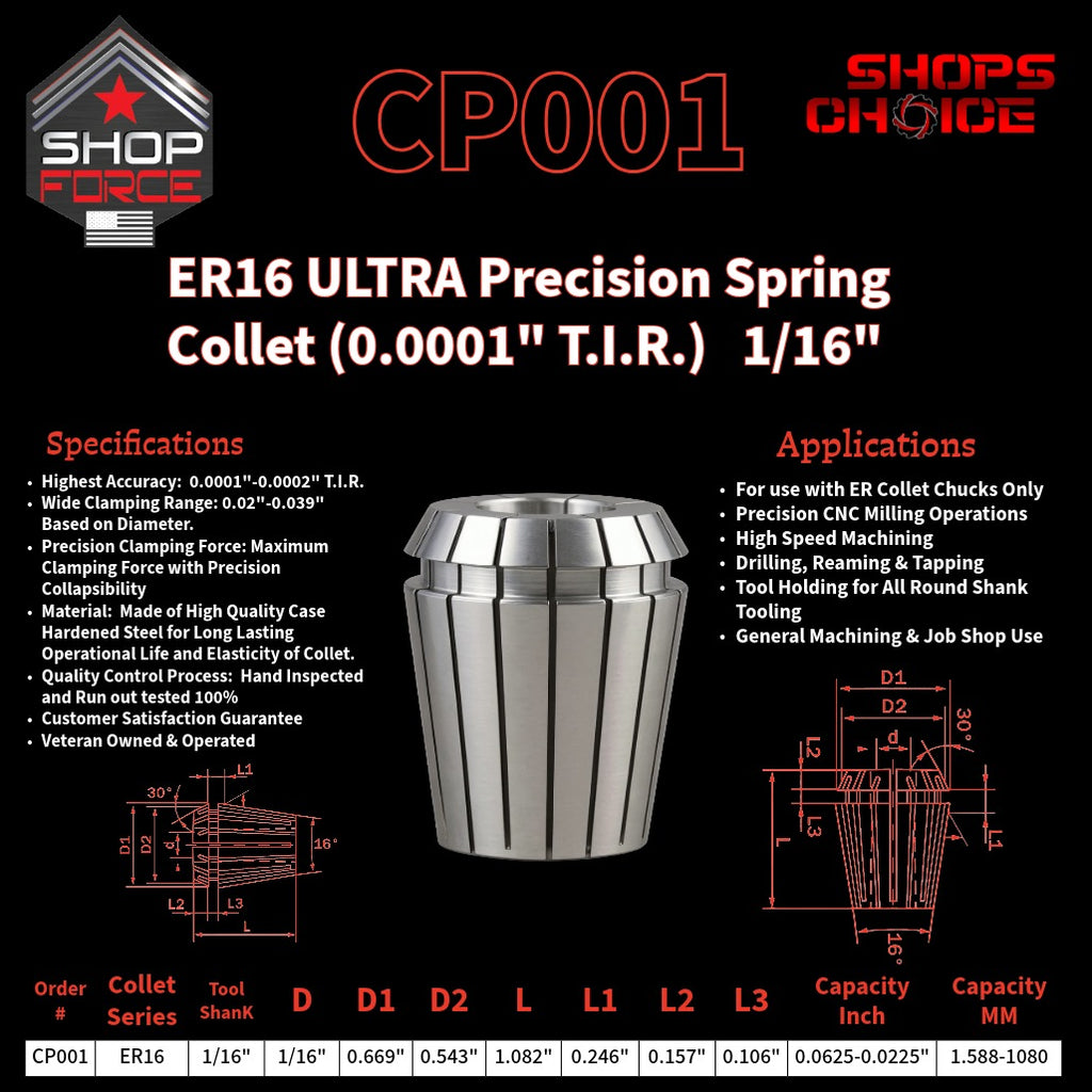 CP001 Ultra High Precision ER Spring Collets image 2